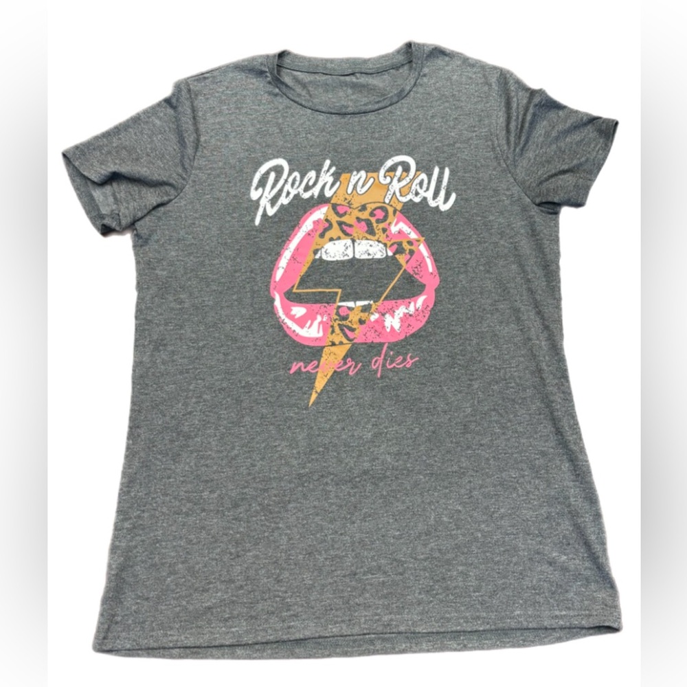 Gray Rock n Roll Graphic T-Shirt